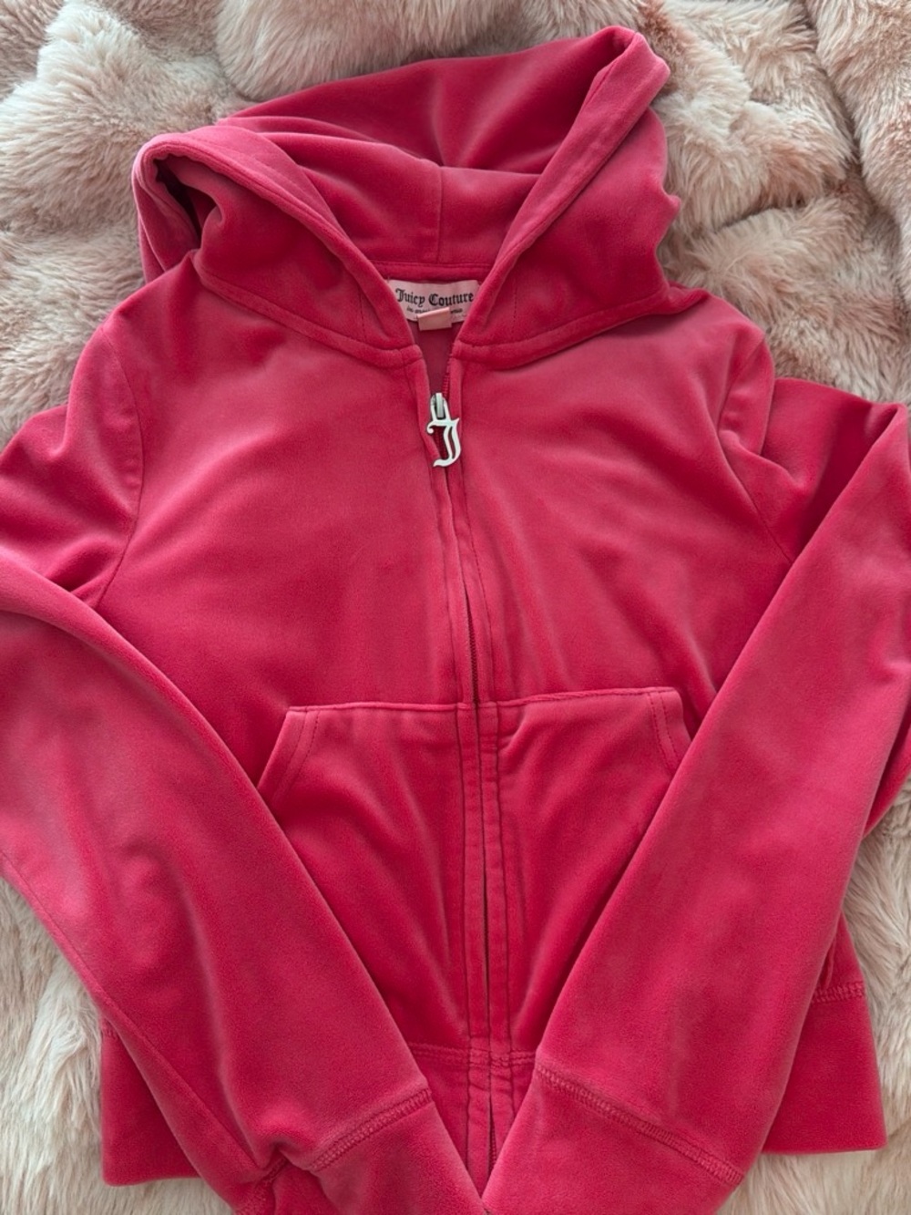 Juicy Couture Hot Pink Velour Zip Hoodie